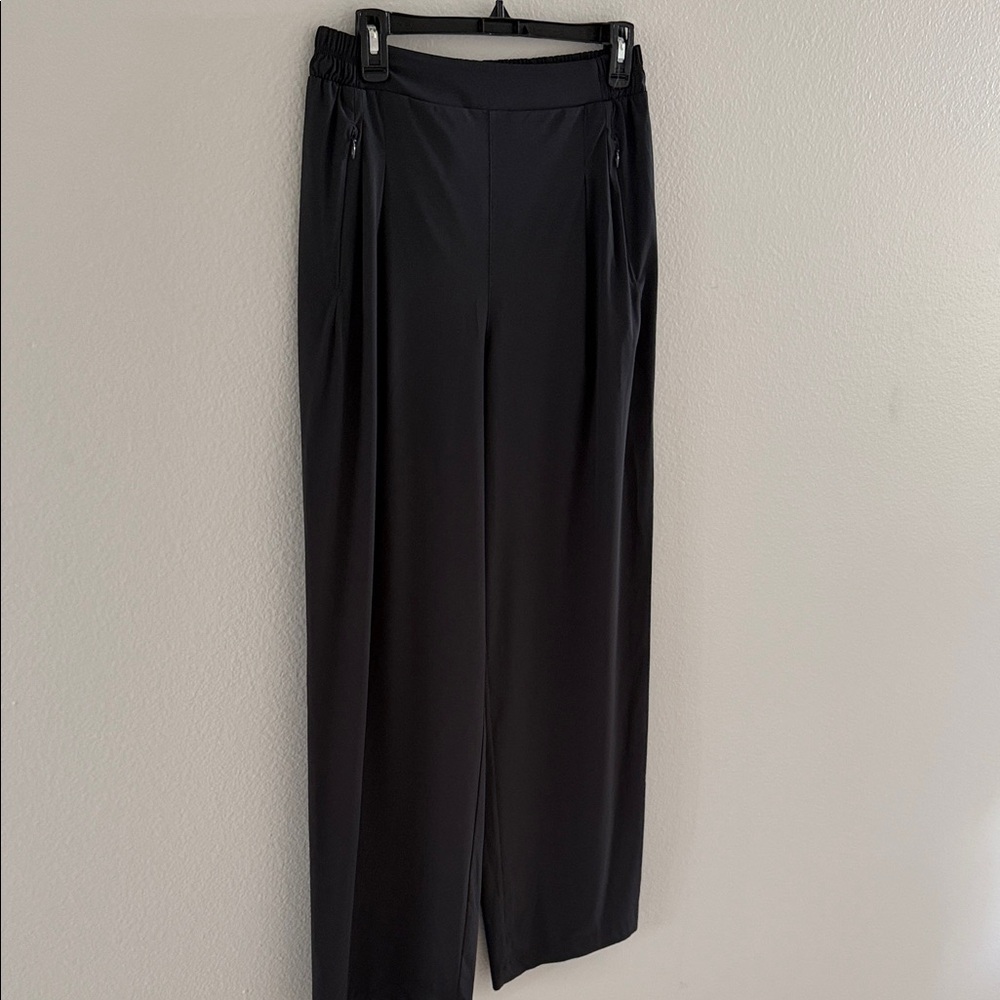 Zella Black Wide-Leg Pull-On Pants with Zip Pockets
